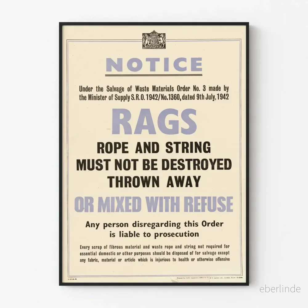 Vintageposter Notis Rags 1942