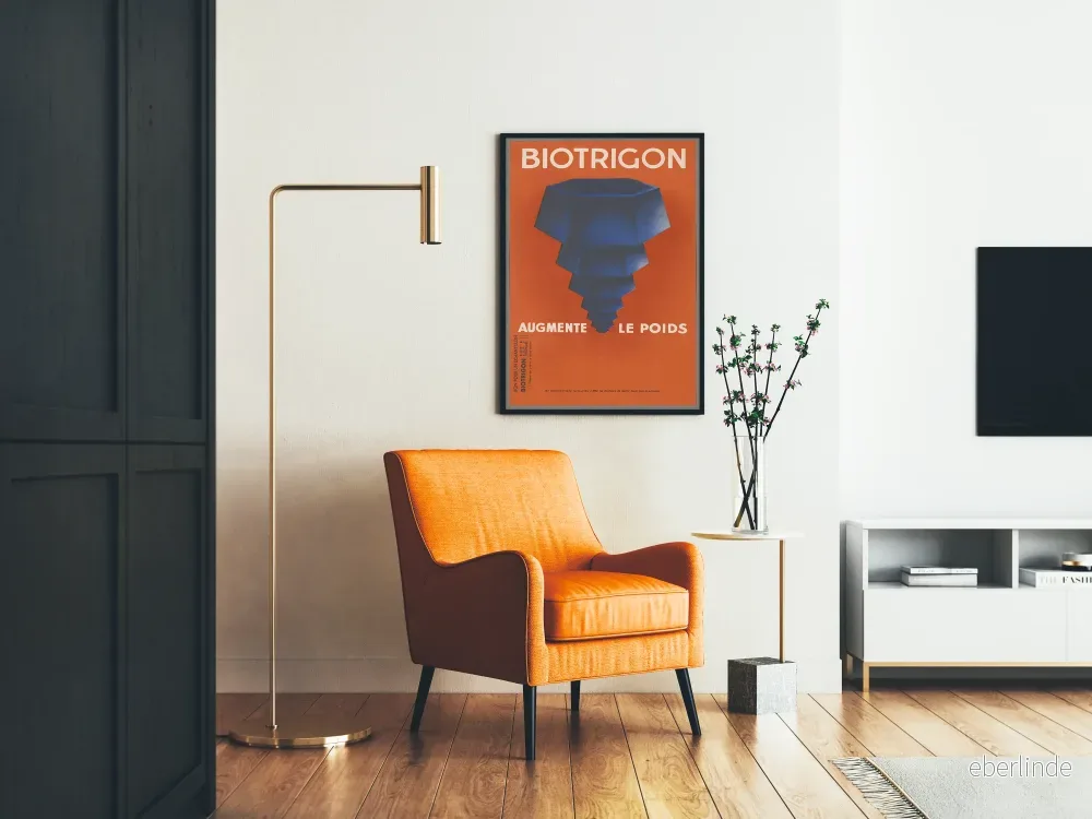 Vintageposter Biotrigon - Geometrisk blå illustration på orange bakgrund - Bild 2