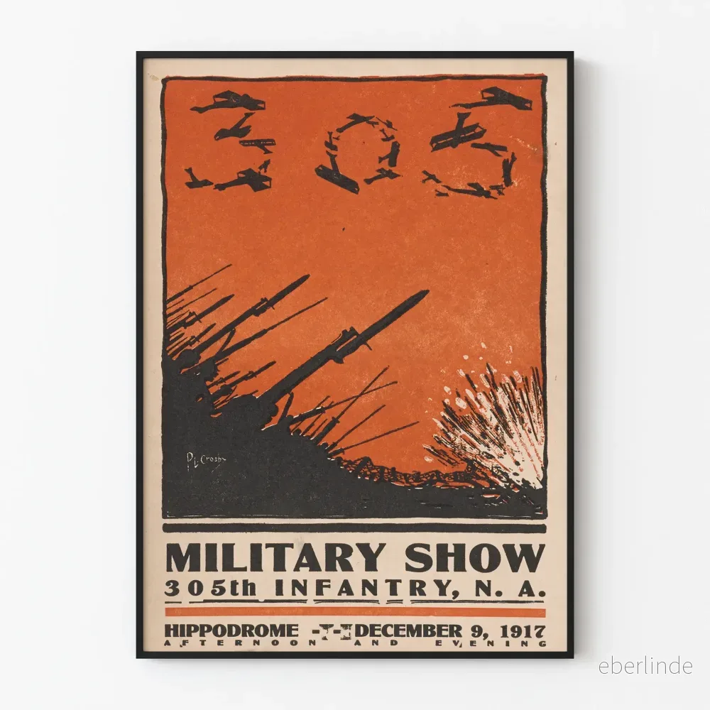 Vintage militärposter för 305:e infanteriregementet Militärutställning 1917