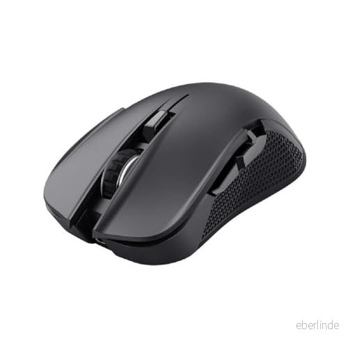 Trust Gaming GXT 923 Ybar uppladdningsbar trådlös spelmus, låg latens 2,4 GHz, 50 timmars batteritid, 2007200 DPI, 69 % återvunnen plast, PC, bärbar dator, Windows svart 8713439248883