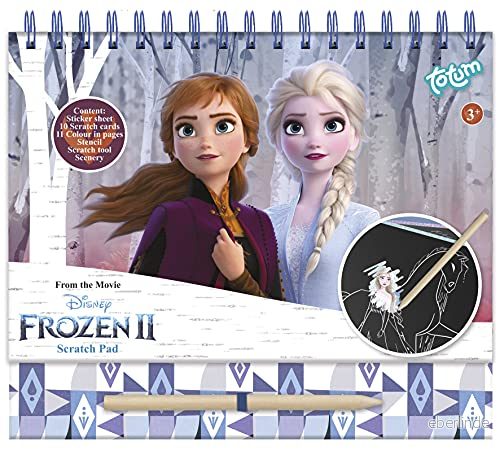 Totum Frozen II Scratch Book: skrapbok och målarbok med stenciler glitterklistermärken Anna & ELSA, aktivitetsbok för hemmet på språng 681439 8714274681439
