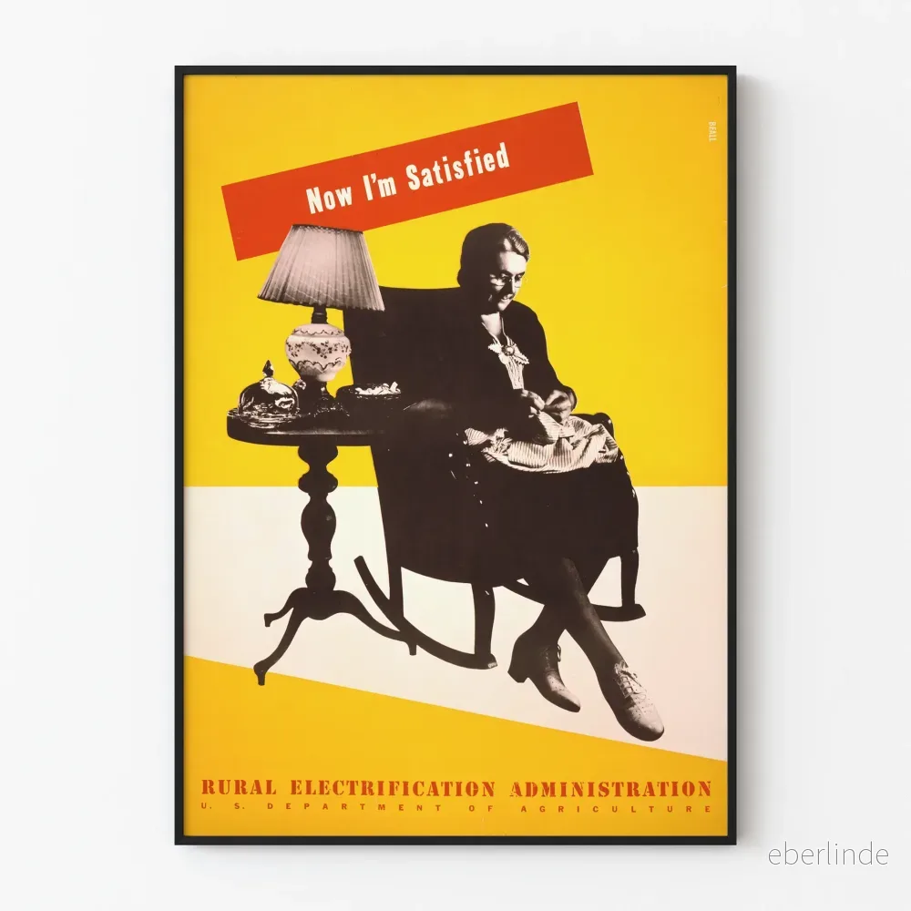 Vintageposter Nu är jag nöjd - Retro väggdekoration