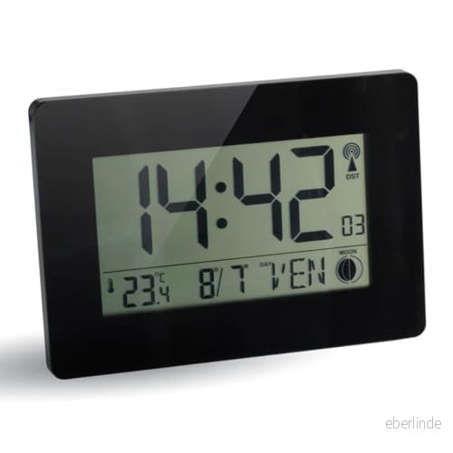 Orium 11094 väggklocka RC digital Austin plast svart 22,9 x 2,7 16,2 cm 3661474110946