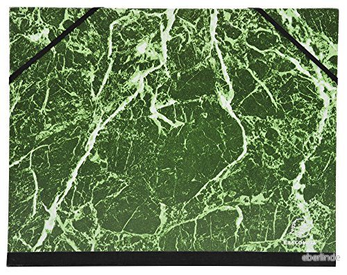 Exacompta Ref 628E 1 marmorerad lackerad ritplatta med elastiska band linnebaksida vitt papper inuti storlek 28 x 38 cm B4 arkiveringsformat (250 353 mm) färg grön 3141870006284