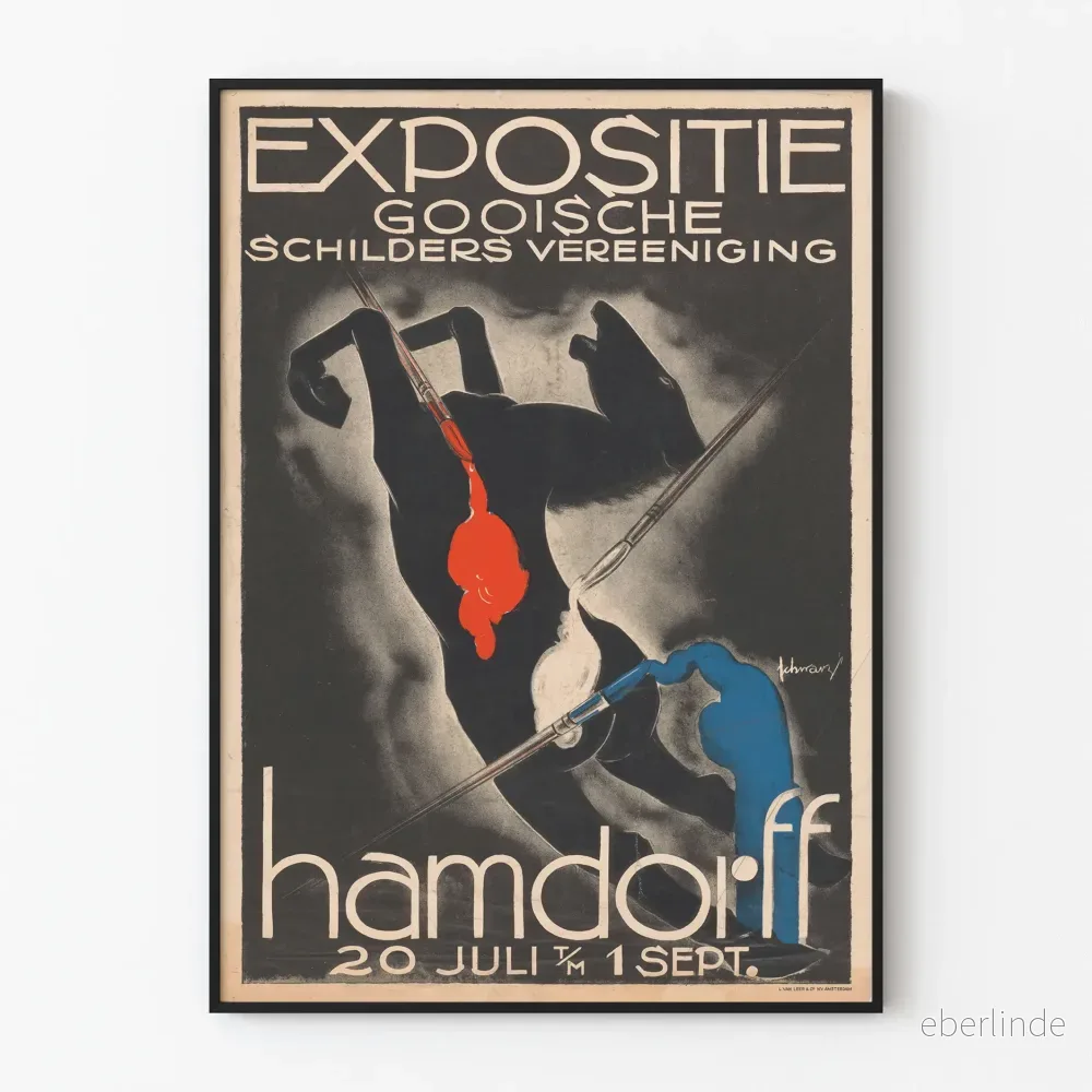 Vintageaffisch för konstutställning Gooische Schilders Vereeniging Hamdorff