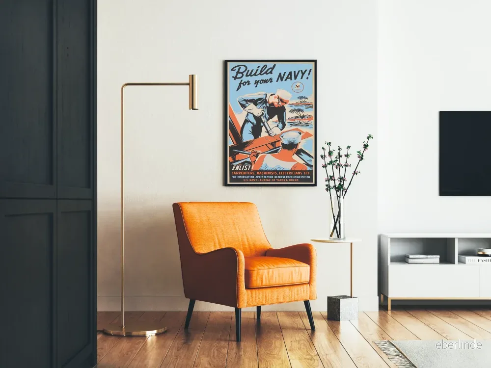 Vintageposter Build for Your Navy – Maritim väggdekoration - Bild 2