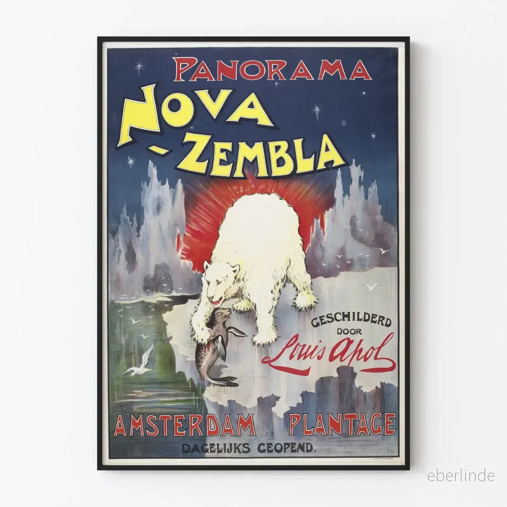 Panoramaposter Nova Zembla - Vintage väggdekoration med isbjörn och säl