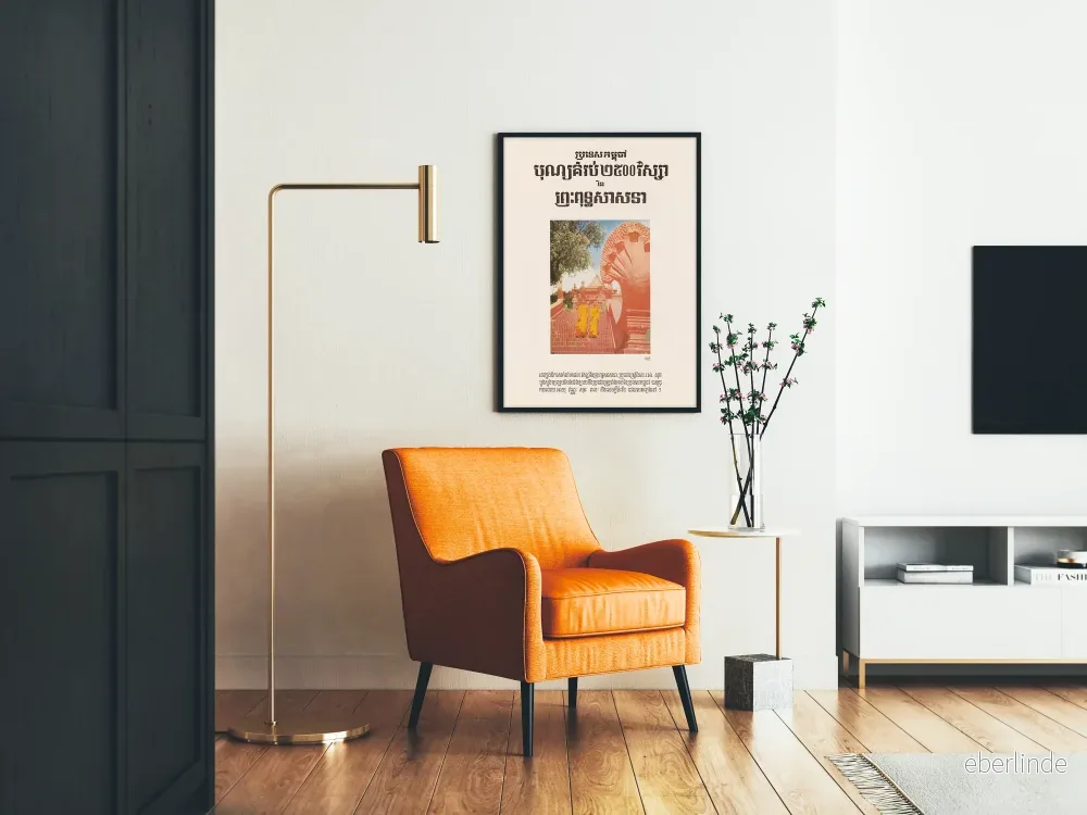 Väggdekorativ poster med buddhistisk vintage-stil och munkar på heliga trappor - Bild 2