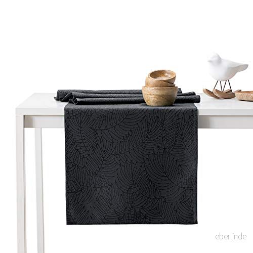 AmeliaHome Bordslöpare 40 x 120 cm lotuseffekt vattenavvisande blad antracit Gaia 4251758685025