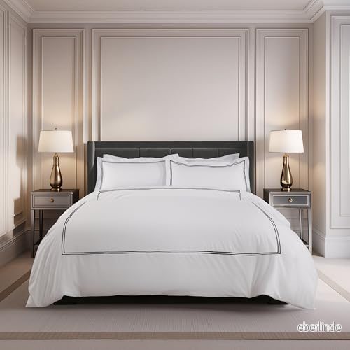 Emma Barclay Mayfair broderat påslakanset med Oxford örngott i grafit super king size säng 5050238070486