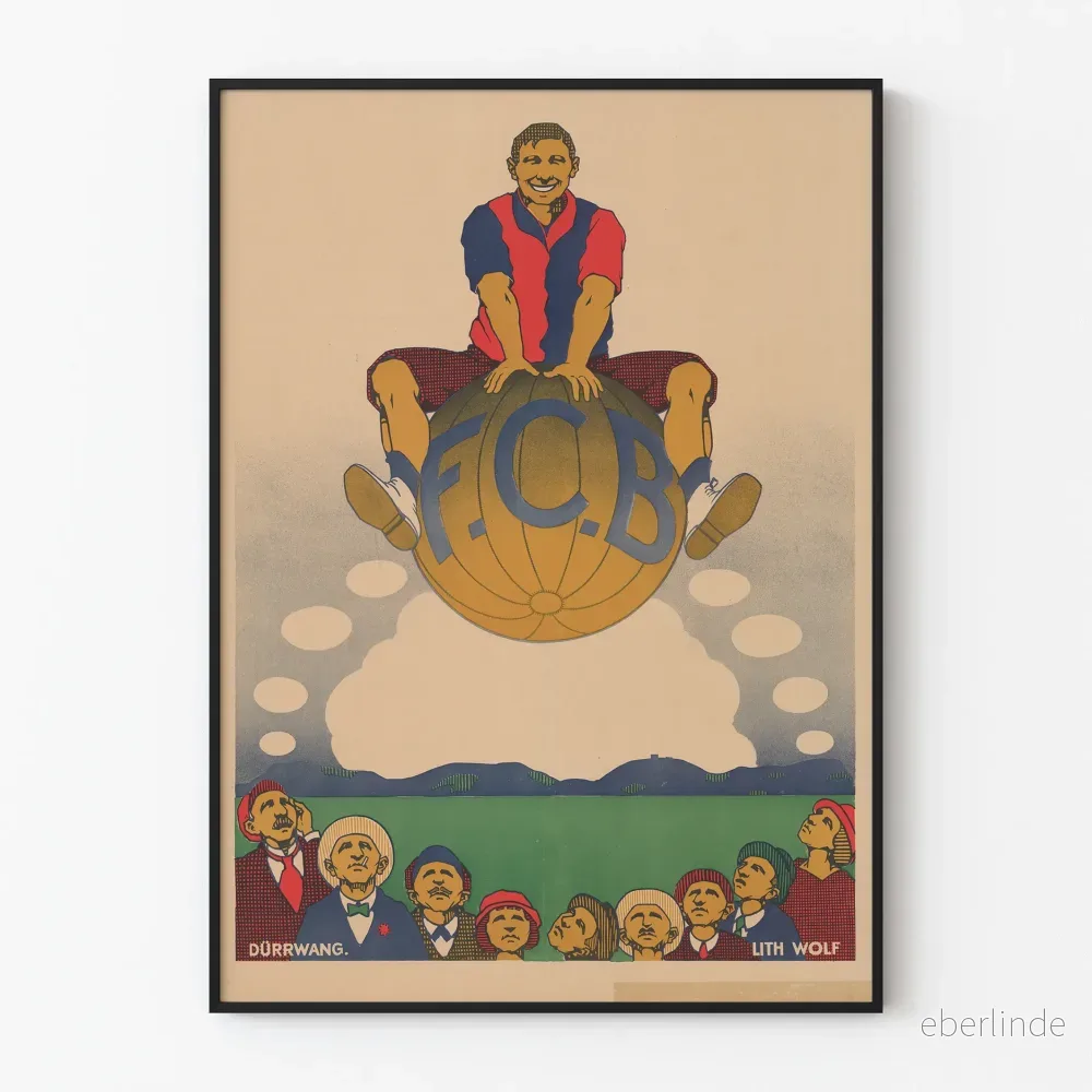 Vintage fotbolls klubb F.C.B. dekorativ poster