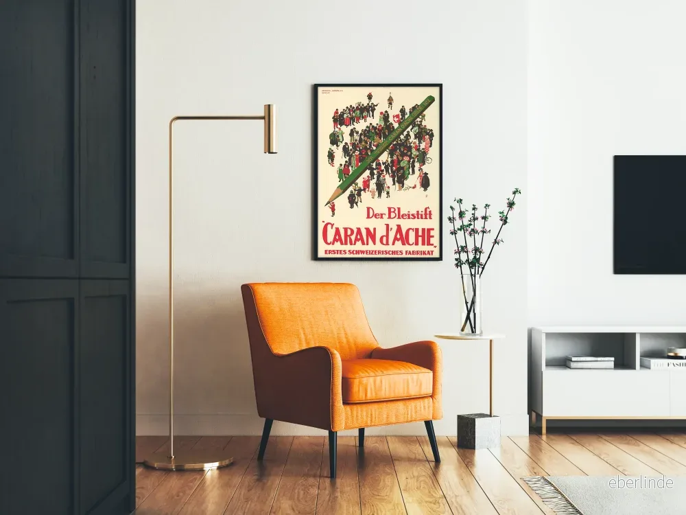 Vintageposter Caran d'Ache - Originell väggdekoration med jättekrita - Bild 2