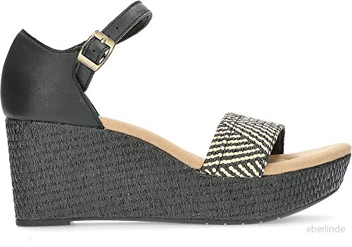 Clarks Rose Ease Sandal för kvinnor, Svart läder, 37 EU, EU 5059680804816