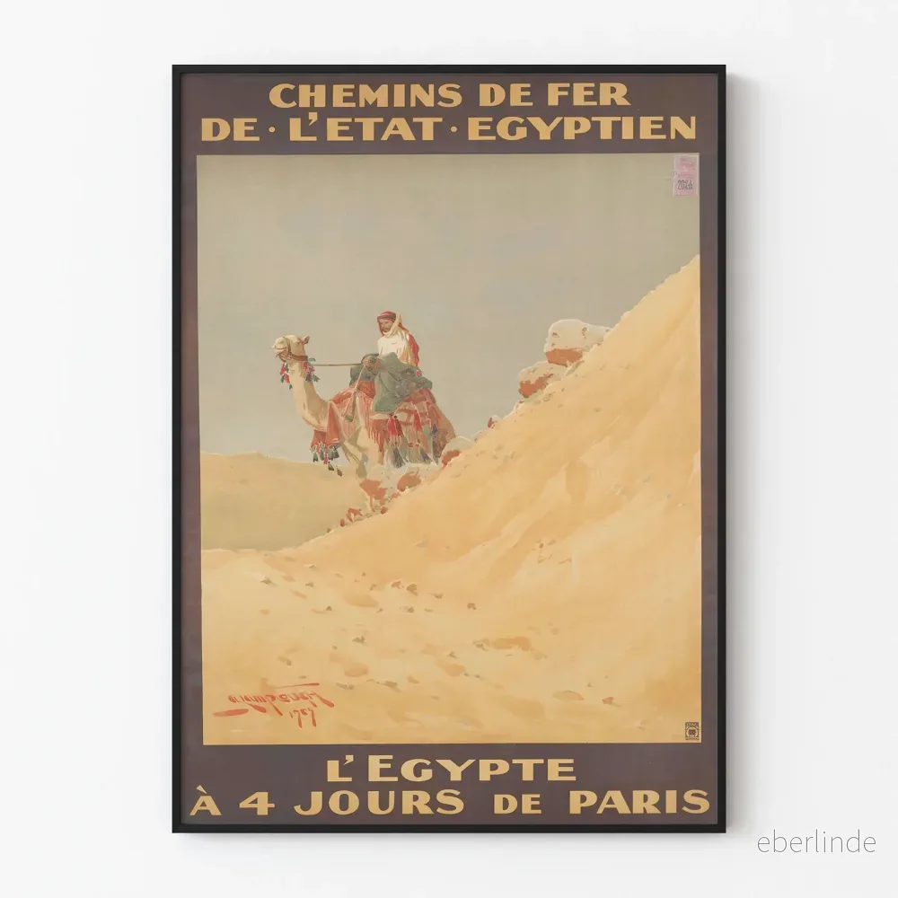 Vintageposter 'L'Égypte à 4 jours från Paris' - Retro väggdekoration