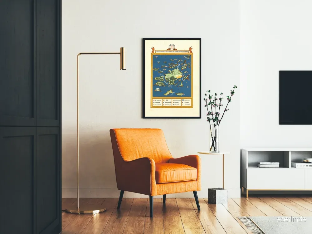 Karta Poster över De Fyrtio Öarna - Vintage Väggdekoration - Bild 2