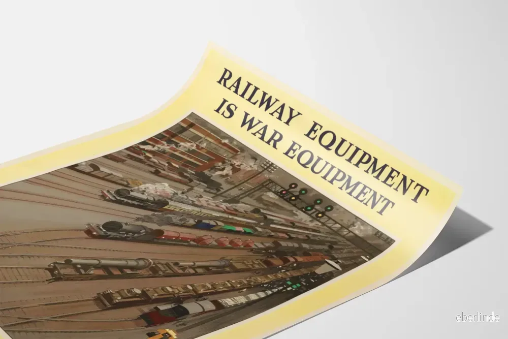 Väggposter i vintage stil 'Railway Equipment is War Equipment' för industriell inredning - Bild 3