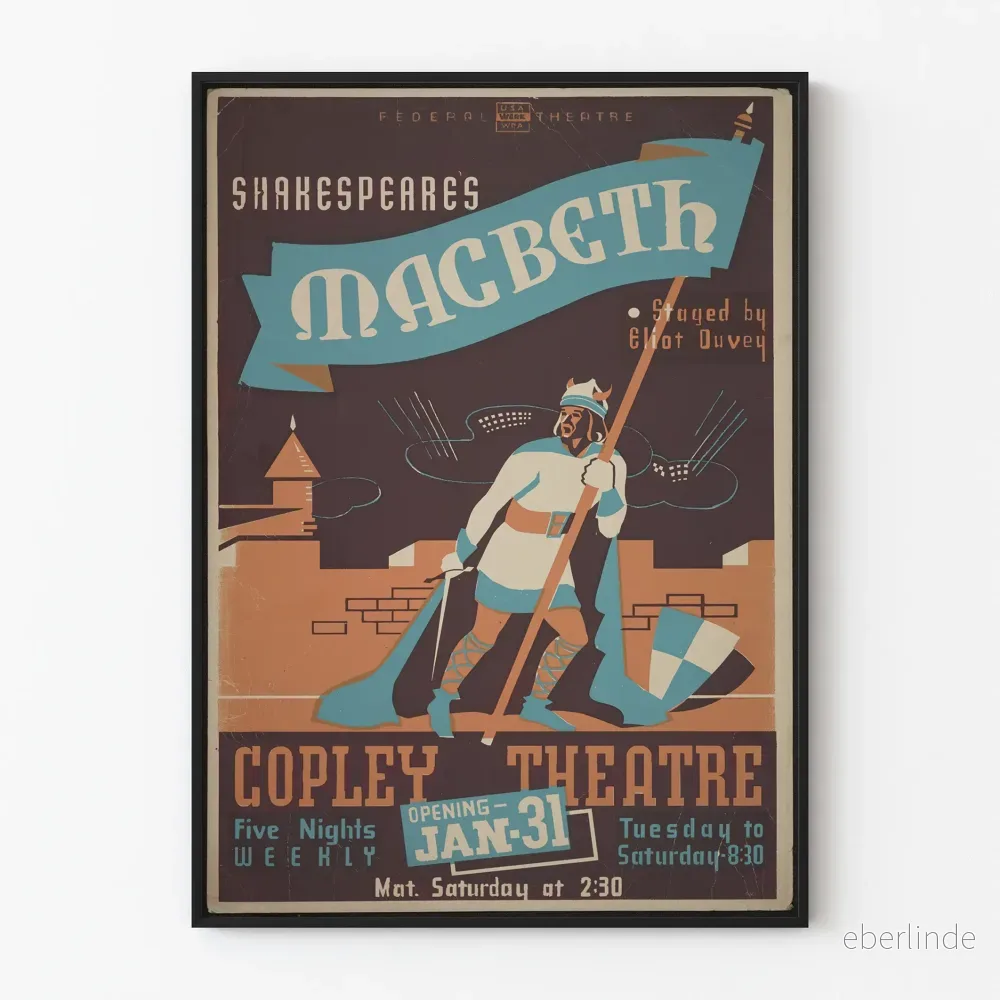 Vintageaffisch för Macbeth-teatern på Copley Theatre