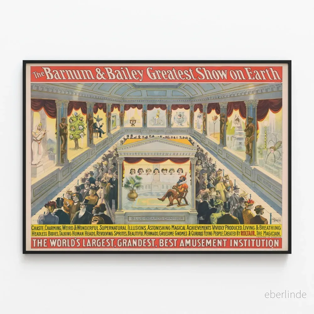 Vintageaffisch illusionist Barnum & Bailey av Roltair Vintageaffisch illusionist Barnum & Bailey av Roltair