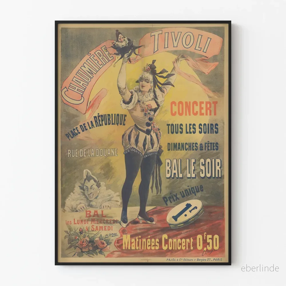 Vintage affisch Chaumière Tivoli - Konserter och dans varje kväll