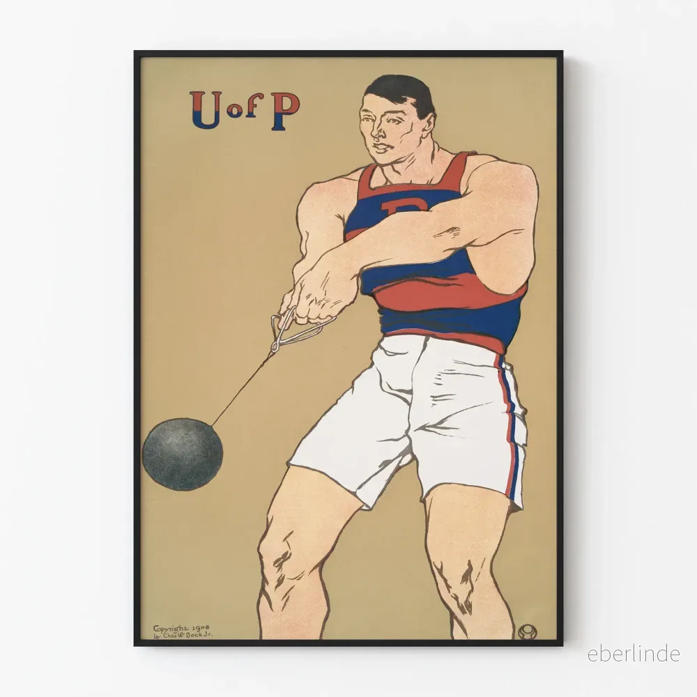 Vintageposter U av P tyngdlyftare – Sportig väggdekoration Vintageposter U av P tyngdlyftare – Sportig väggdekoration